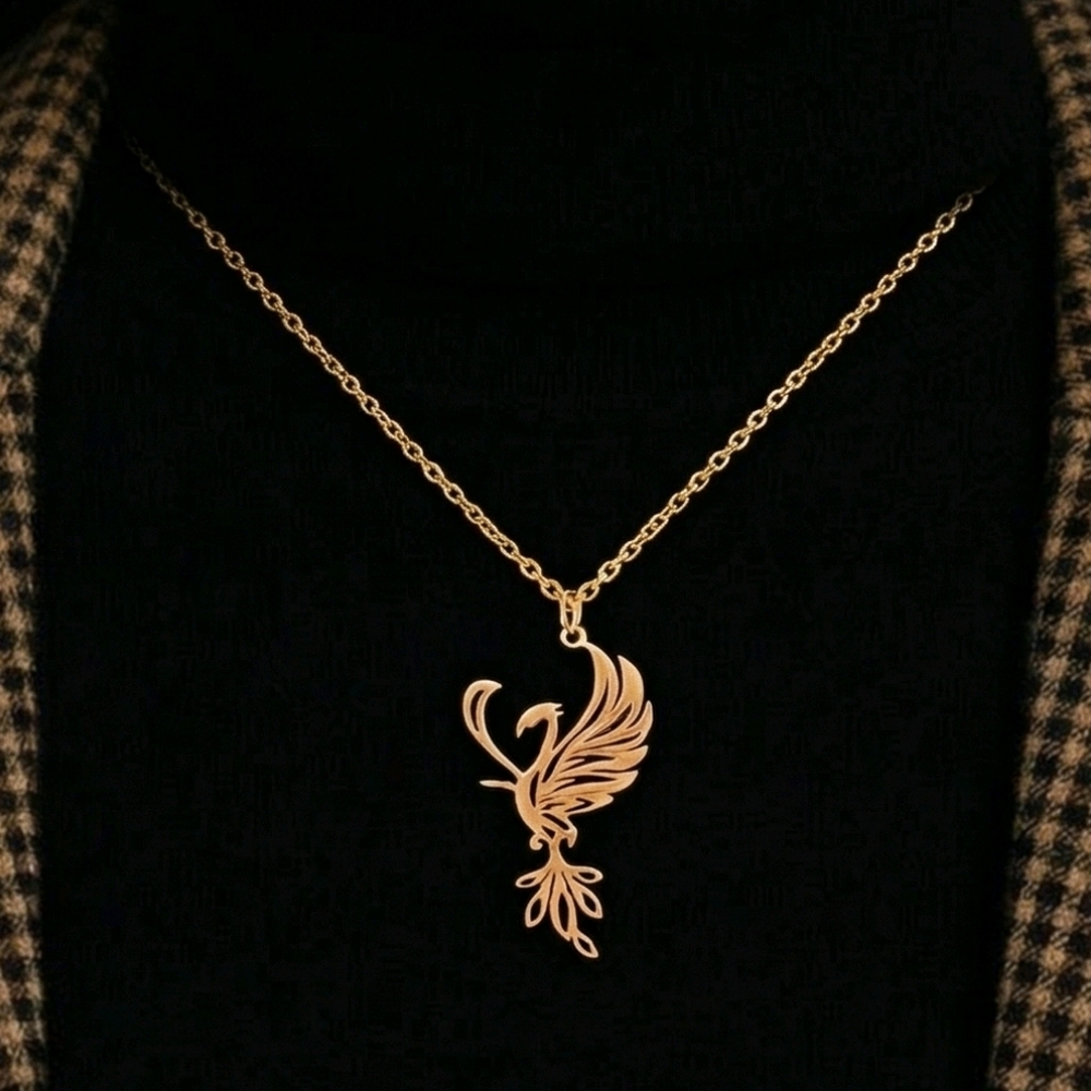 Gold Phoenix Pendant Necklace - Women Jewelry